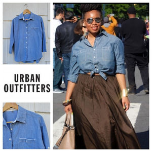 Hester & Orchard‎ Womens Chambray Denim Shirt Size Medium Blue Long Sleeve